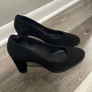 Clarks black suede 3” heels